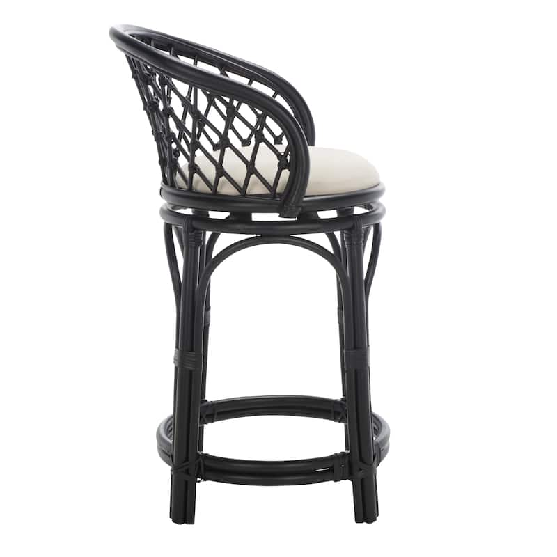 SAFAVIEH Galini 24-inch Rattan Counter Stool with Cushion - 21" W x 21" D x 35" H