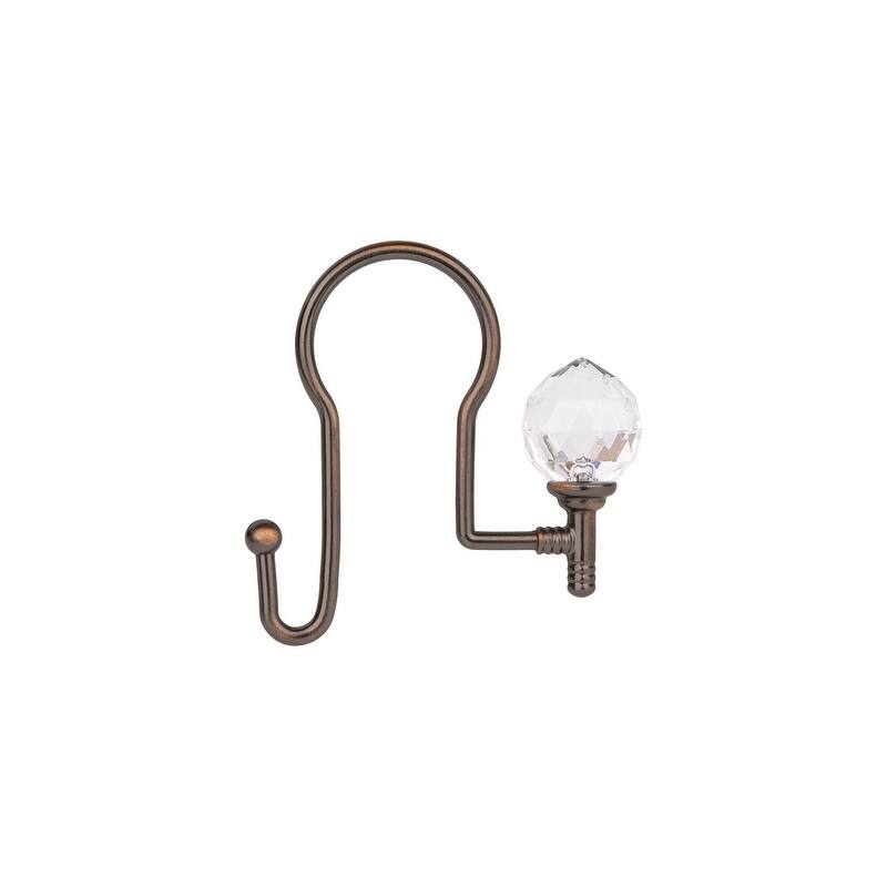 Utopia Alley Rustproof Zinc Double Shower Curtain Hooks for Bathroom, Crystal Design, Set of 12