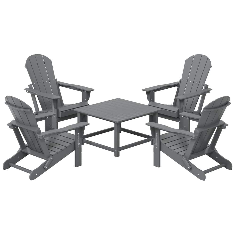 Laguna Outdoor 5-Piece Adirondack Chair With Square Coffee Table Conversation Set