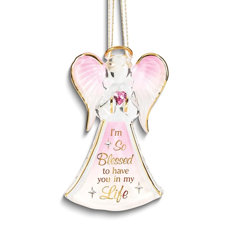 Curata IM So Blessed to Have You in My Life with Red Crystal Heart Ornament