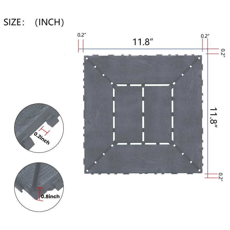 New Style 12" Patio Deck Tiles DIY Module Interlocking Decking Tiles Floor Tile