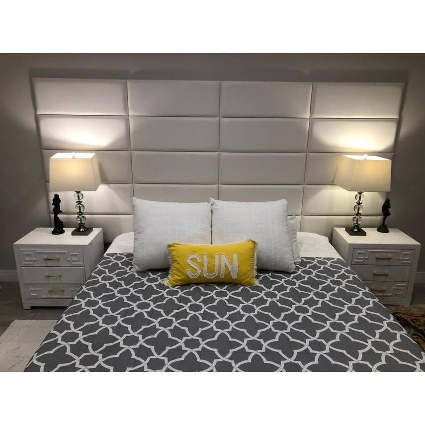 Art3d Upholstered Wall Panel Headboard Removable Bed/Sofa Back Panels Removable Accent Leather 3d Wall Panels