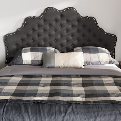 Queen Size Headboard - Modern Fabric Upholstered Grey Headboard - Contemporary Bedroom Decor