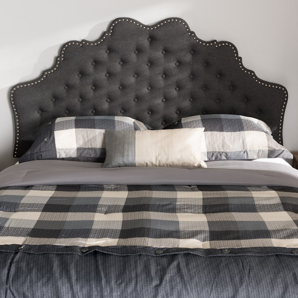 Queen Size Headboard - Modern Fabric Upholstered Grey Headboard - Contemporary Bedroom Decor