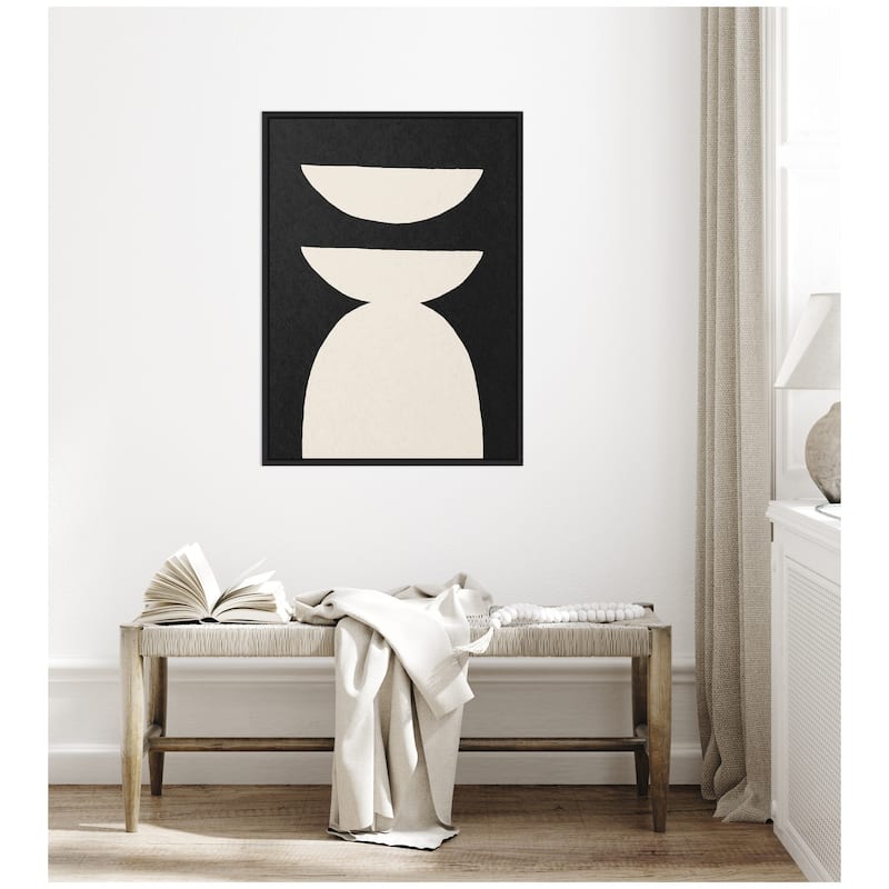 Kate and Laurel Sylvie White Geometric Abstract Framed Canvas by July Art Prints