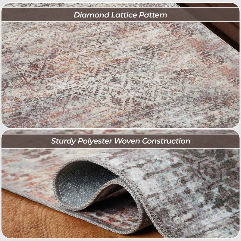 Superior Macaw Lattice Non-Slip Machine Washable Indoor Area Rug or Runner