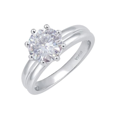 Sterling Silver with Moissanite Solitaire Ring