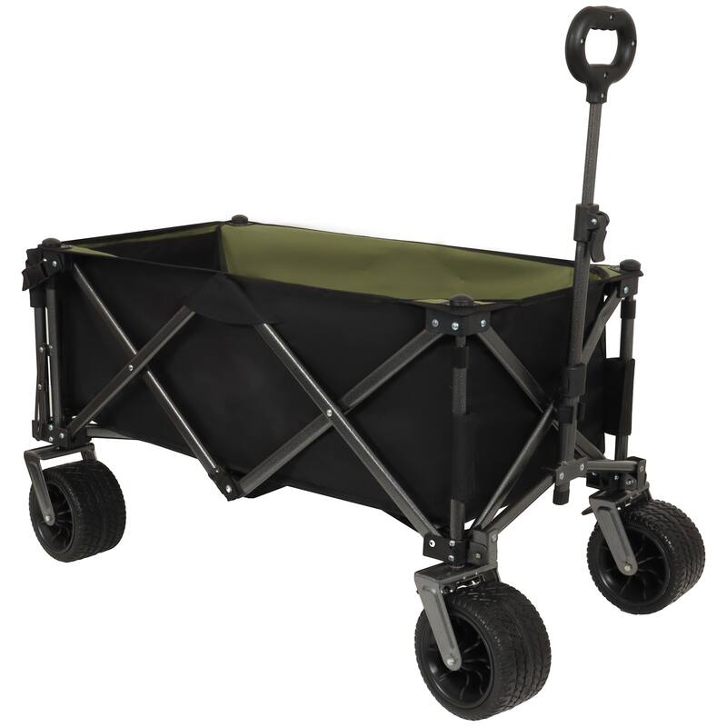 49" Extra Long Collapsible Wagon with Tailgate - 400lb Capacity, 7"x4" All-Terrain Wheels