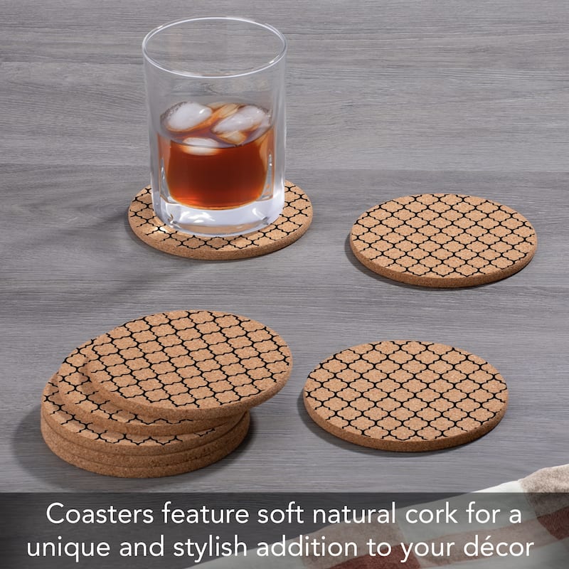Lattice 4 Pack Absorbent Cork Coaster Made in The USA 4" Round