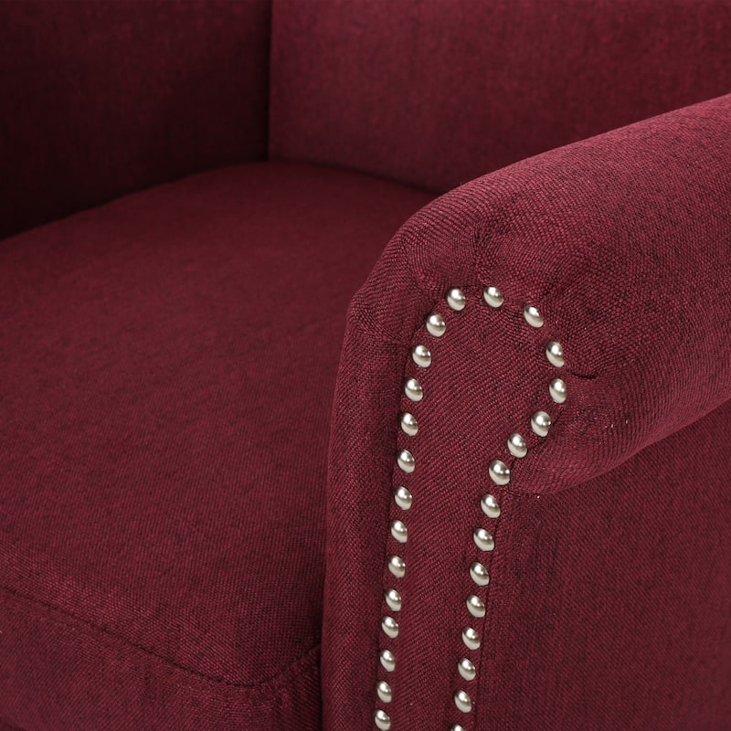 Brice Contemporary Scroll Arm Club Chair with Nailhead Trim by Christopher Knight Home