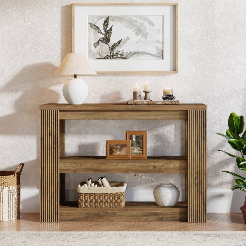 3-Tier Farmhouse Entryway Table with Storage Shelves - 41.34" L x 11.81" W x 31.5" H