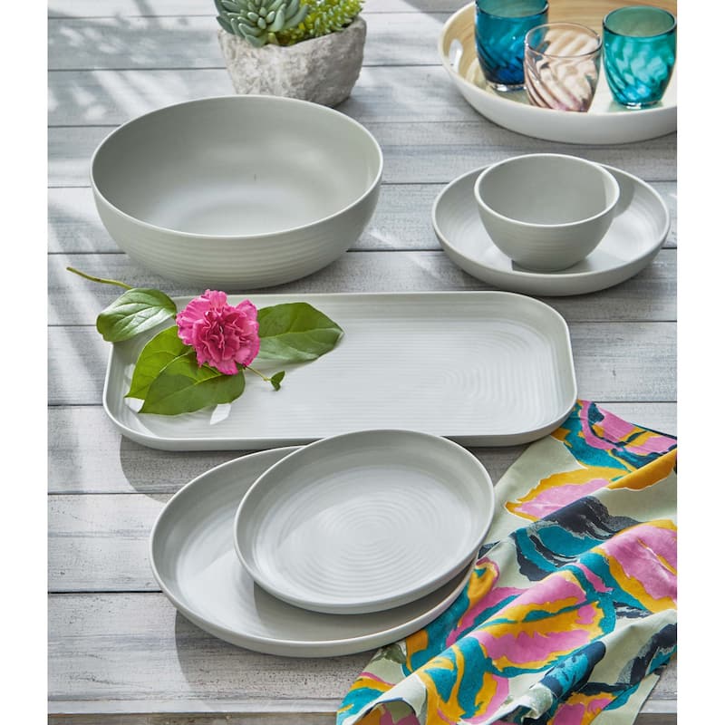 22 oz. 6 in. Light Gray Brooklyn Melamine Plastic Dinnerware Bowl Dishwasher Safe Indoor Outdoor