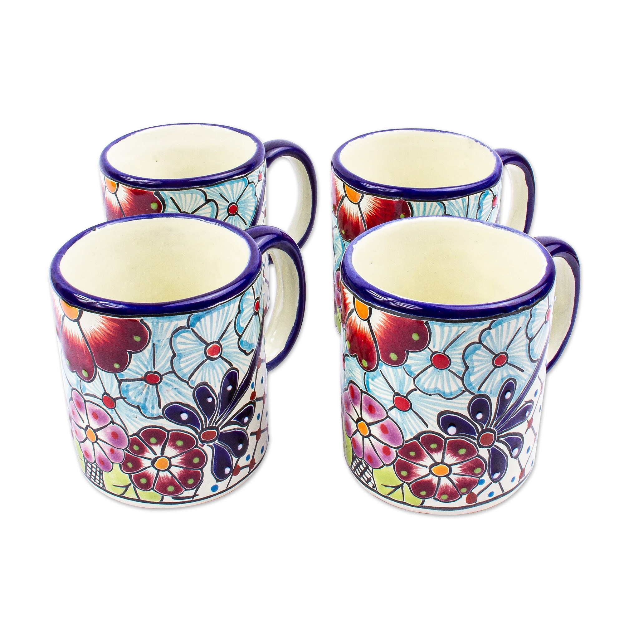 Novica Handmade Colors Of Mexico Ceramic Mugs (Set Of 4)