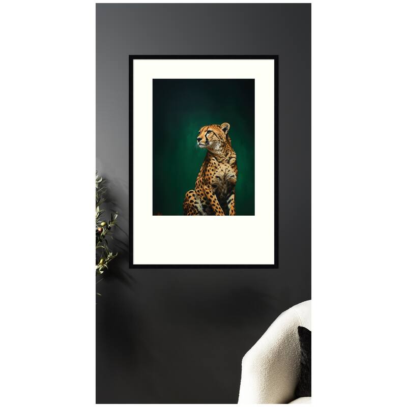 Kate and Laurel Twilight Emerald Green Leopard by The Creative Bunch Studio Framed Wall Art Print