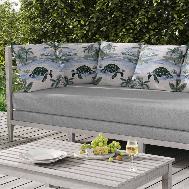 Sandy Shores Turtle Indoor/Outdoor Reversible Throw Pillow Green and Blue