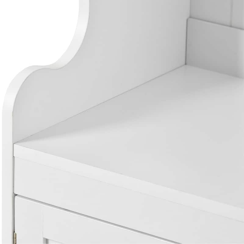 Roomfitters Modern Mudroom Hall Tree with Bench, 4-in-1 Coat Rack with 7 Black Hooks and Large Storage Compartment, White