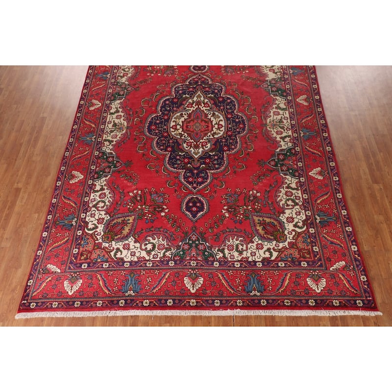 Tabriz Persian Vintage Area Rug Handmade Wool Carpet - 9'6"x 13'0"