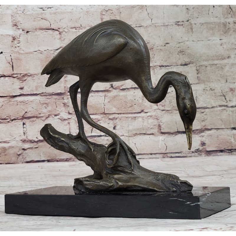 Egret Crane Great Blue Heron Wetland Coastal Bird Art Bronze Marble Statue Gift