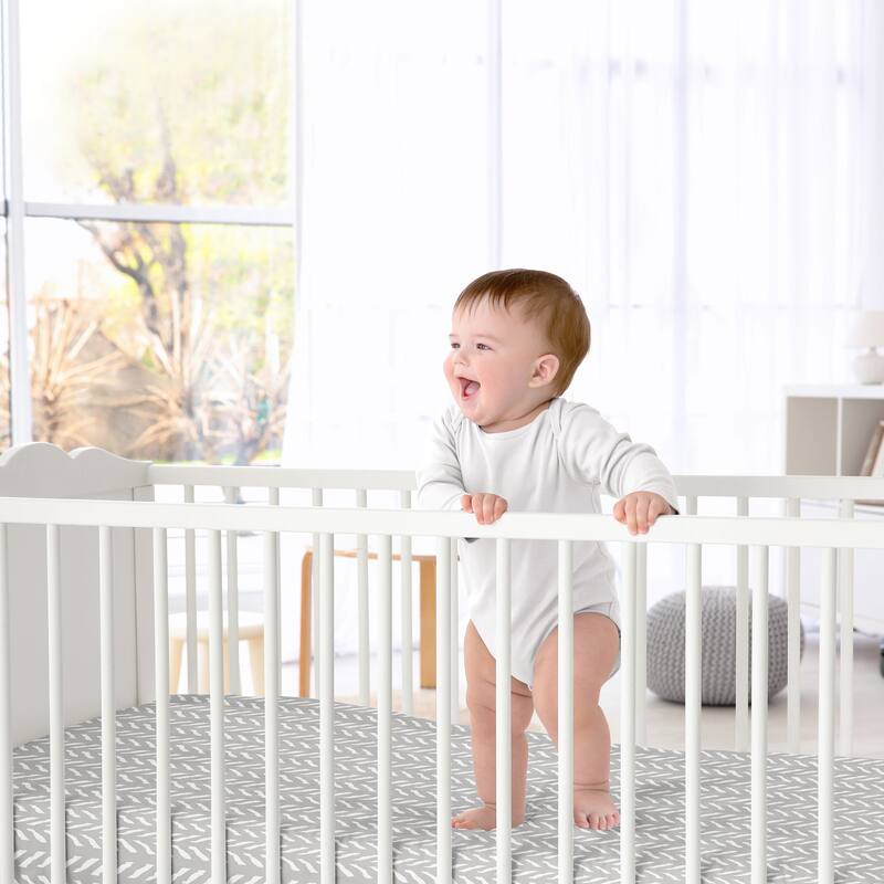 Sweet Jojo Designs Grey White Boho Herringbone Arrow Gray Woodland Forest Friends Unisex Boy Girl Collection Fitted Crib Sheet