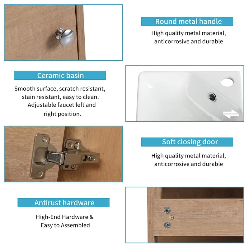 Bathroom Vanity With Sink In 12 Inch, Floating Bathroom Vanity With Soft Close Door