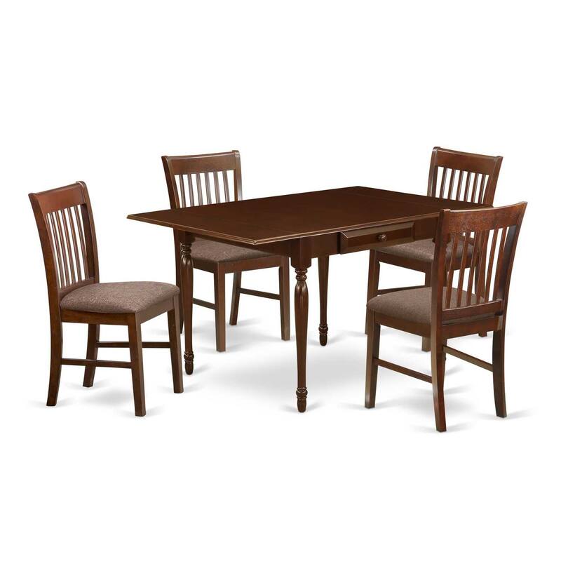 5-Piece Mahogany Finish Solid Wood Top - Dining Room Set - (Seats-4)