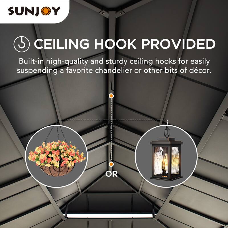 Sunjoy Outdoor Cedar Wood Frame Patio Gazebo Steel Hardtop
