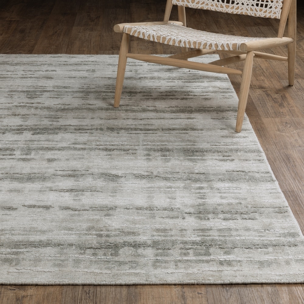 Cameryn Textural Distressed Stripe Beige/ Green Area Rug