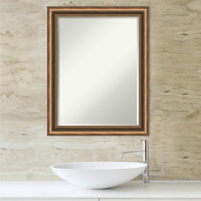 Petite Bevel Wood Bathroom Wall Mirror - Manhattan Bronze Narrow Frame - Manhattan Bronze Narrow - 22 x 28 in