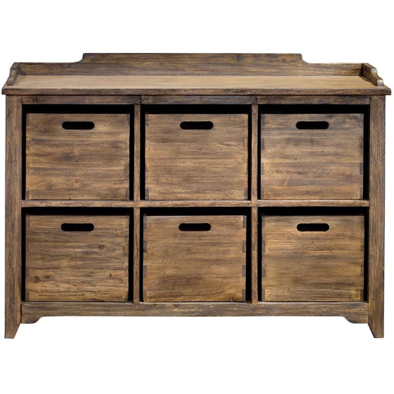 Uttermost Ardusin 48" Wide 6 Drawer Mahogany Wood Accent Cabinet - Country Natural