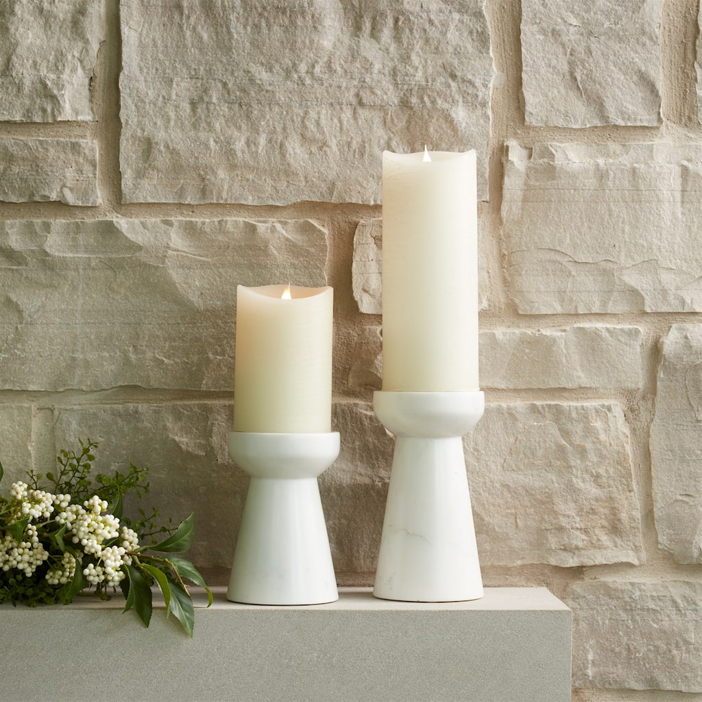 Tapered Marble Candle Holder - 6.25" - Set of 2