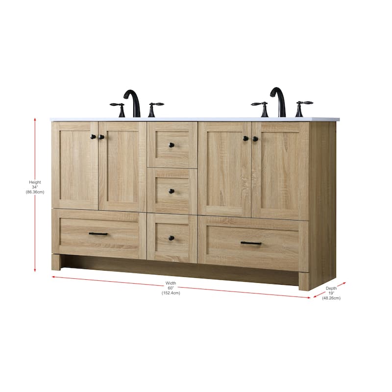 Elegant Lighting VF2860D Soma 60" Free Standing Double Basin Vanity