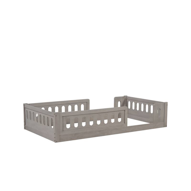 Wood Twin Size Platform Bed with Guardrail