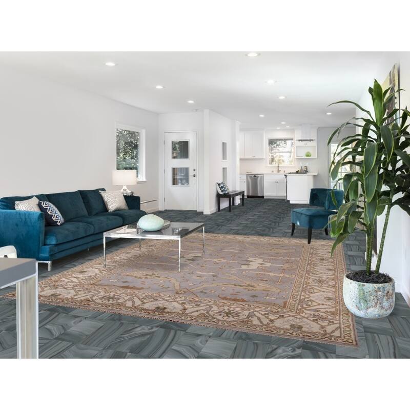 Oushak Indian Area Rug Hand-Knotted Transitional Wool Carpet - 8'0"x 9'10"