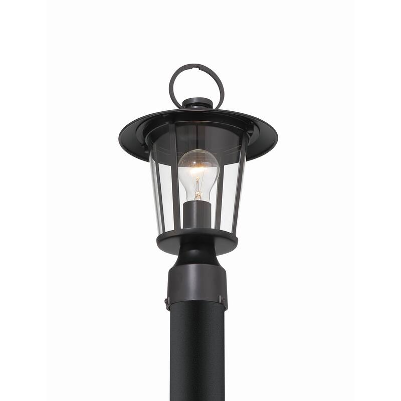 Andover 1 Light Matte Black Outdoor Lantern Post - 9"W x 14.5"H