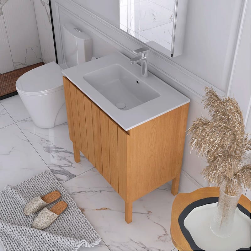 30" Freestanding Bathroom Vanity with White Ceramic Sink - 29.92'' x 18.31'' x 33.46''