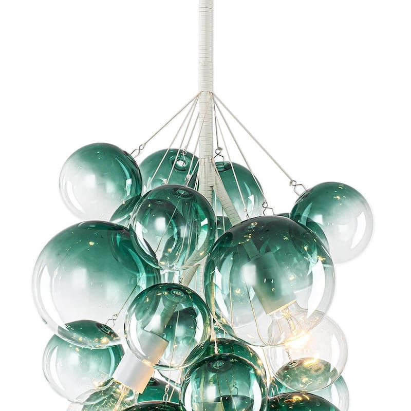 Creative 3-Light Cluster Clear Glass Bubble Chandelier For Dining Room - 15.7 in