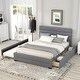 preview thumbnail 4 of 8, Queen Size Upholstered Platform Bed with Twin Size Trundle Storage Bed Frame and 2 Drawers for Kids Teens Adults Grey