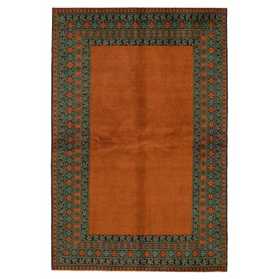 ECARPETGALLERY Hand-knotted Uzbek Kargahi Brown Wool Rug - 5'2 x 7'11