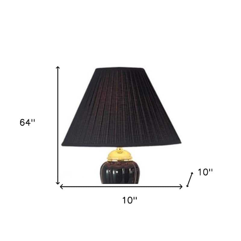 3-Piece Gold Ceramic Lamp Set 64” Floor Lamp & 2 Table Lamps with Red Empire Fabric Shades - 64" x 10" x 10"