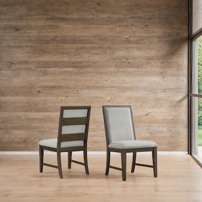 Set of 2 Fabric Upholstered Dining Chairs with Solid Wood Legs