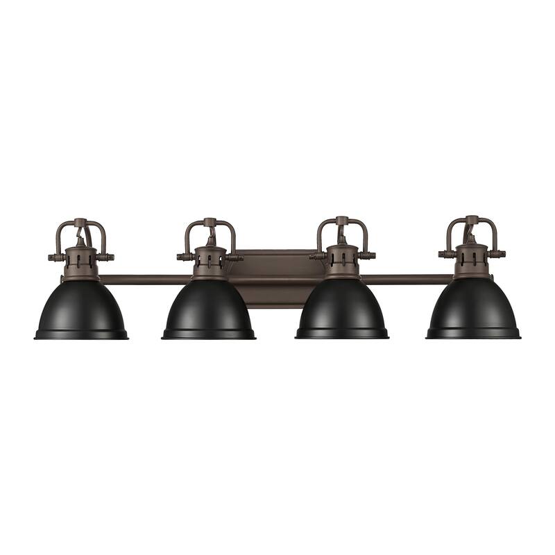 Yep by Golden Lighting Duncan 4-light Vanity in Rubbed Bronze and Matte Black shade