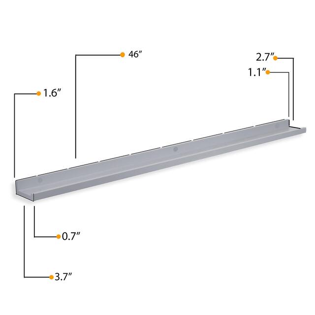 Wallniture Denver TJ 46" Picture Ledge Wall Shelves, Gray, Set of 4 - Gray