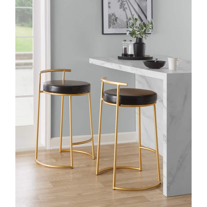 Silver Orchid Forrest Round Fixed-Height Counter Stool (Set of 2)