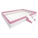 preview thumbnail 41 of 48, Upholstered Floor Bed Fence Bed Slat Platform Bed with Fence and Second Level Ladder, Anti-collision Frame for Kids Toddler