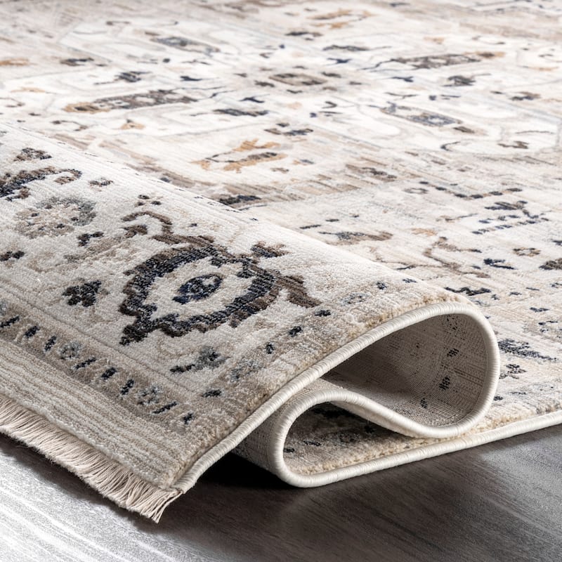 Nuloom Oliveira Floral Medallion Fringe Area Rug