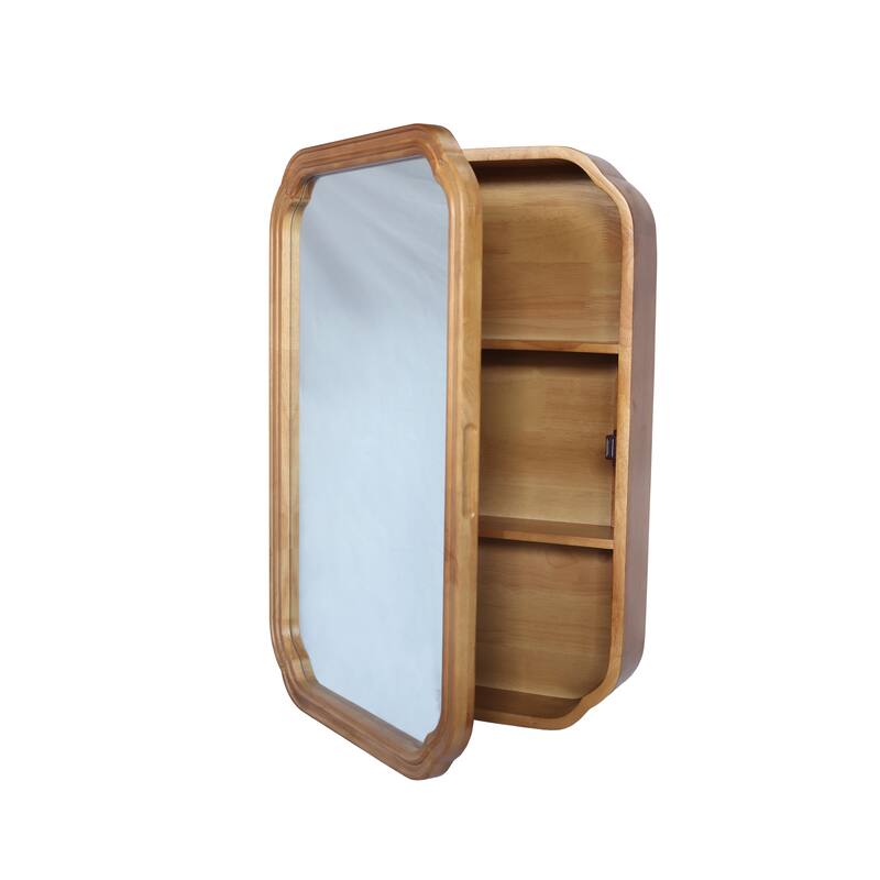 29.72*19.69 Inches Functional Mirror With Cabinet,Wood Framed Bathroom Wall Cabinet With Mirror And Adjustable Shelves - N/A