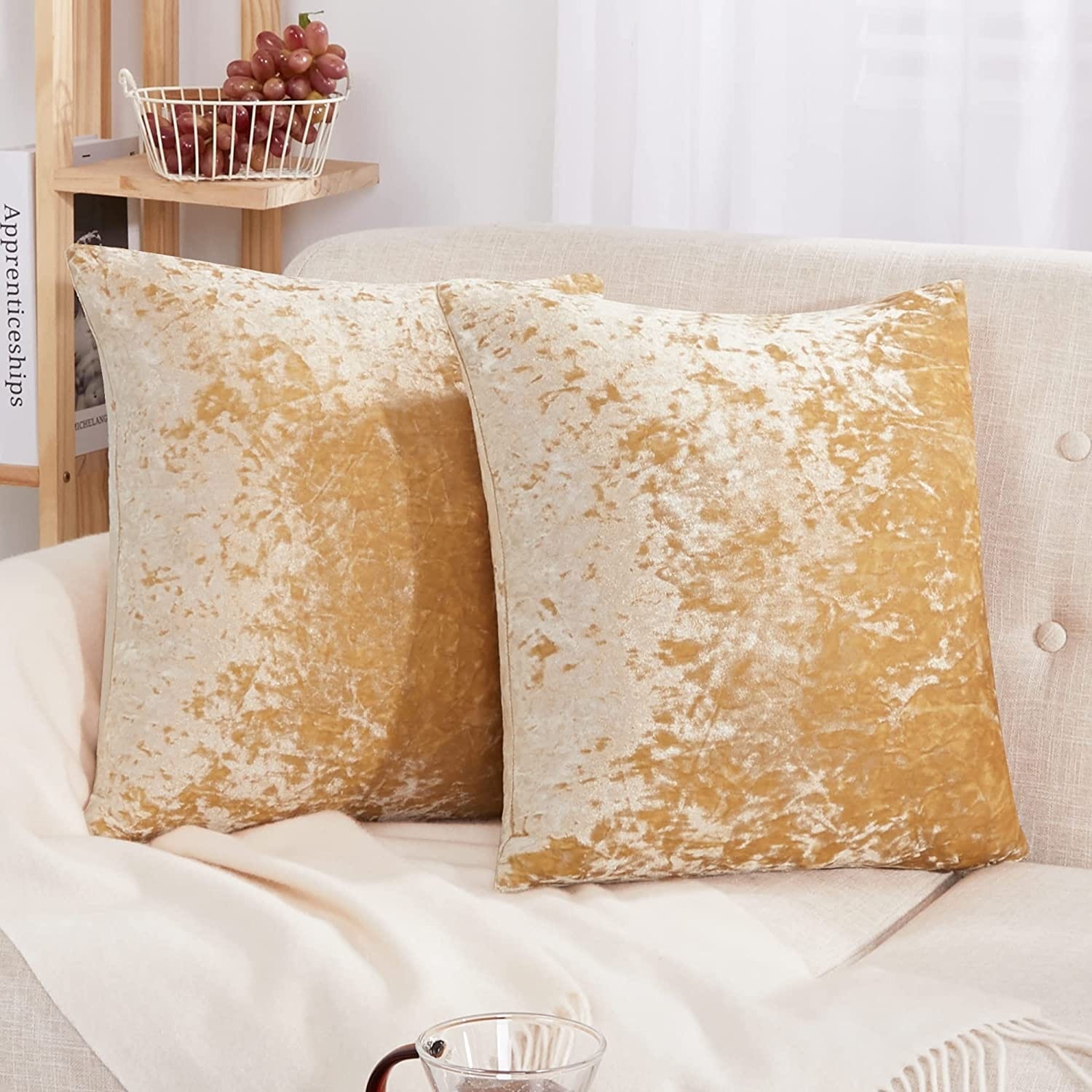  Deconovo Cream Throw Pillow Covers Corduroy 18x18 Inch