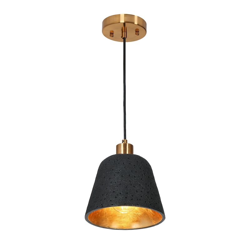 Ampla Modern Farmhouse 1-light Dome Pendant Light Black Gold Dimmable Kitchen Island Lighting