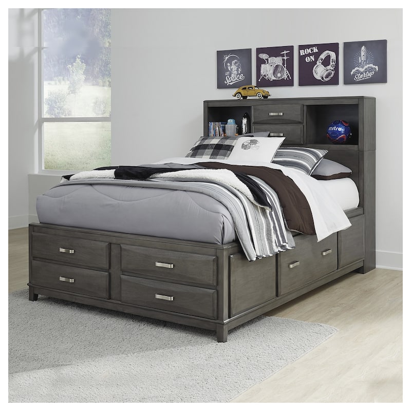 Signature Design By Ashley Caitbrook Storage Bed with 8 Drawers - Grey - Full
