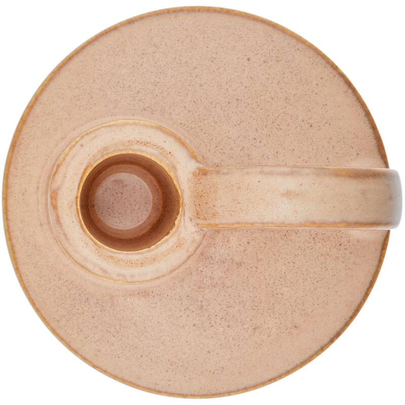 Tan Set of Two Elise Short Ceramic Candlesticks Rustic Home Decor